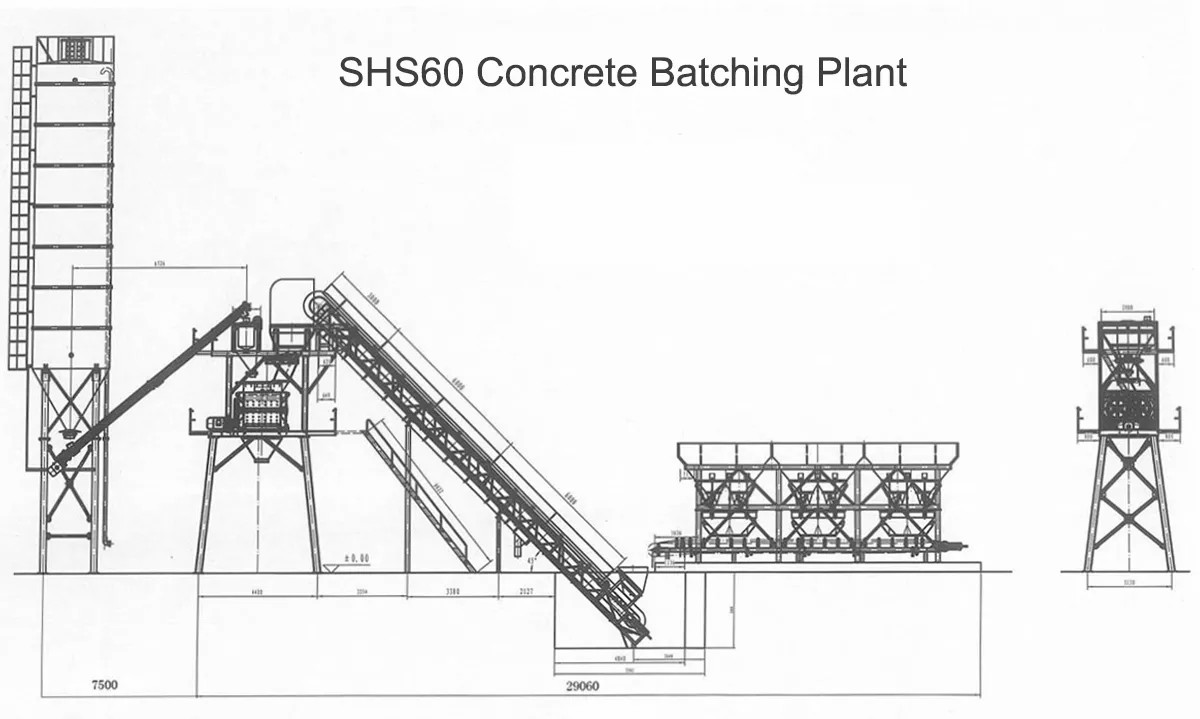 Hzs60 бетонный завод чертежи